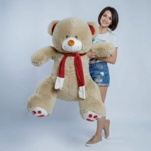 Плюшевый мишка 150 см с шарфом (коричневый)