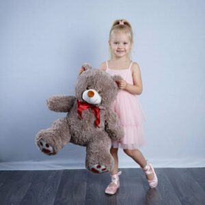 Классический бурый плюшевый мишка 80 см с атласным бантом на шее - купить в Гродно в магазине Кайф